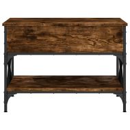 Кафе маса, опушен дъб, 70x50x50 см, инженерно дърво и метал