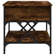 Кафе маса, опушен дъб, 70x50x50 см, инженерно дърво и метал