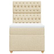 Боксспринг легло с матрак, кремаво, 100x200 см, плат