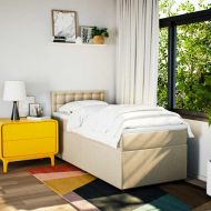 Боксспринг легло с матрак, кремаво, 100x200 см, плат