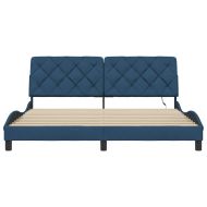 Рамка за легло със светодиод без матрак, синя, 180x200 см, плат