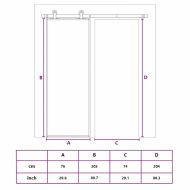 Плъзгаща се врата матирано ESG стъкло и алуминий 76x205 см бяла