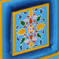 Бюфет, мангово дърво масив, тюркоаз, ръчно рисуван