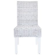 Трапезни столове, 4 бр, бели, кубу ратан и манго дърво