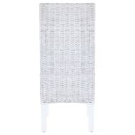 Трапезни столове, 4 бр, бели, кубу ратан и манго дърво