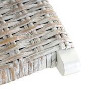 Релаксиращ стол, бял, естествен кубу ратан и махагон масив