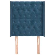 Горна табла за легло с уши, тъмносиня,83x16x118/128 см, кадифе