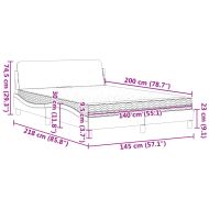 Легло с матрак Dover, тъмнокафяво, 140x200 см, плат