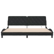 Рамка за легло с LED осветление без матрак, черна, 200x200 см, кадифе