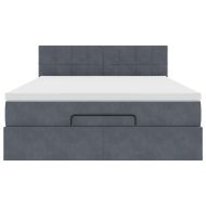 Османско легло с матрак Тъмно сиво 140x200cm кадифе