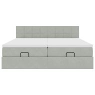 Османска легло с матраци и LED, светлосиво, 200x200 см, кадифе