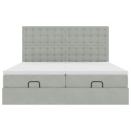 Османска легло с матраци, светлосиво, 200x200 см, кадифе