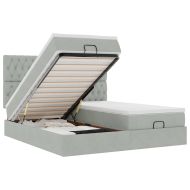 Османска легло с матраци и LED, светлосиво, 200x200 см, кадифе