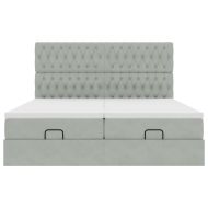 Османска легло с матраци и LED, светлосиво, 200x200 см, кадифе