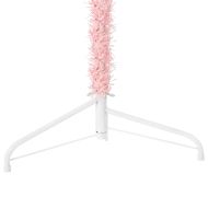 Тънка изкуствена половин коледна елха със стойка розова 240 см