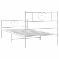 Метална рамка за легло с горна и долна табла, бяла, 90x190 см