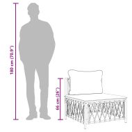 Градински среден диван с възглавници, бял, тъкан плат