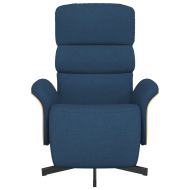 Реклайнер стол с поставка за крака, син, текстил