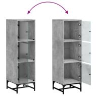 Висок шкаф със стъклени врати, бетонно сив, 35x37x120 см