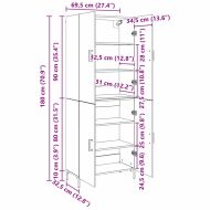 Висок шкаф Старо дърво 69,5 x 34 x 180 см Инженерно дърво