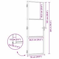 Вътрешна врата Черно 76 x 201.5 cm Закалено стъкло и алуминий