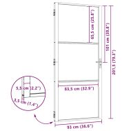 Вътрешна врата Черно 93 x 201.5 cm Закалено стъкло и алуминий