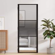 Стъклена врата На райета Черно 76 x 3.5 x 201.5 см Алуминий