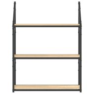 Стенен рафт на 3 нива сонома дъб 60x21x78,5 см инженерно дърво