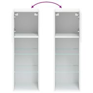 ТВ шкаф с LED осветление, бял, 30,5x30x90 см