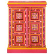 Бюфет, мангово дърво масив, розов, ръчно рисуван