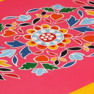 Бюфет, мангово дърво масив, розов, ръчно рисуван