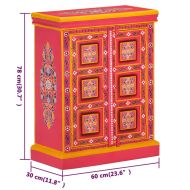 Бюфет, мангово дърво масив, розов, ръчно рисуван