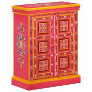 Бюфет, мангово дърво масив, розов, ръчно рисуван