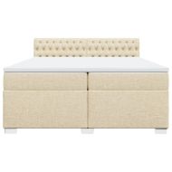 Боксспринг легло с матрак, кремаво, 200x200 см, плат