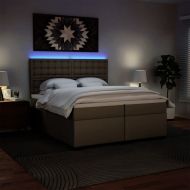 Боксспринг легло с матрак, капучино,200x200 см, изкуствена кожа