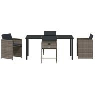 Комплект за хранене в градината 5 pcs Сив полиратан