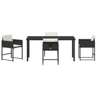 Комплект за хранене в градината 5 pcs Черно полиратан