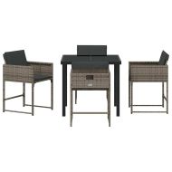 Комплект за хранене в градината 5 pcs Сив полиратан