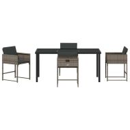 Комплект за хранене в градината 5 pcs Сив полиратан