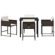 Комплект за хранене в градината 5 pcs Кафяво полиратан