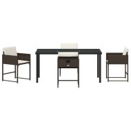 Комплект за хранене в градината 5 pcs Кафяво полиратан