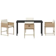 Комплект за хранене в градината 5 pcs Бежово полиратан