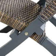 Релаксиращ стол, сив, естествен кубу ратан и махагон масив