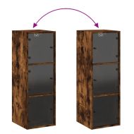 Стенен шкаф със стъклени врати, опушен дъб, 35x37x100 см