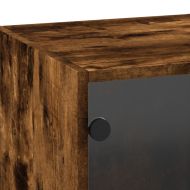 Стенен шкаф със стъклени врати, опушен дъб, 35x37x100 см