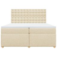 Боксспринг легло с матрак, кремаво, 200x200 см, плат