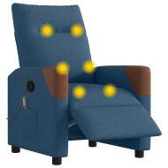 Електрически масажен стол реклайнер, син, текстил