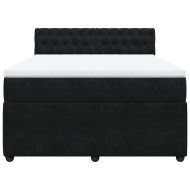 Боксспринг легло с матрак, черно, 140x200 см, кадифе