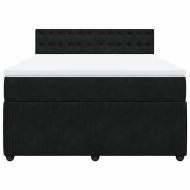 Боксспринг легло с матрак, черно, 140x200 см, кадифе