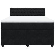 Боксспринг легло с матрак, черно, 140x200 см, кадифе